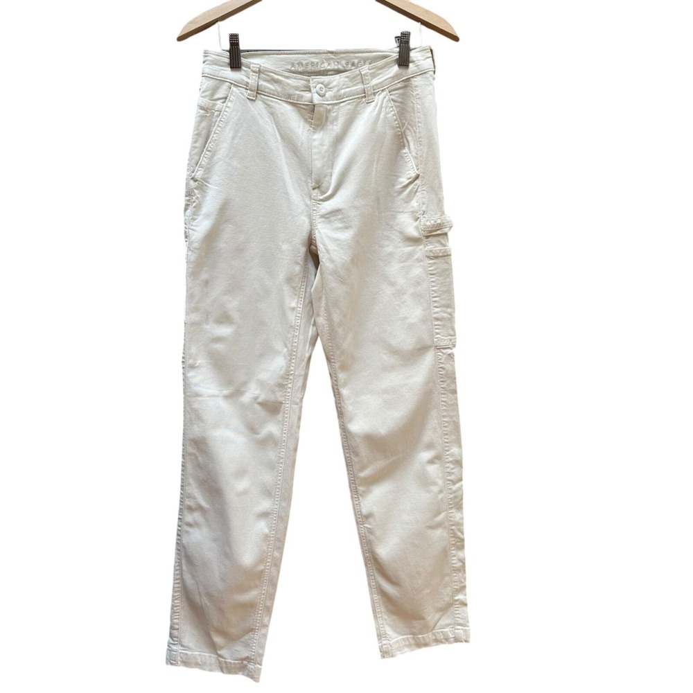 American Eagle Stretch Cream Cargo Pants Lagenlook Boho Women's‎ Size 2